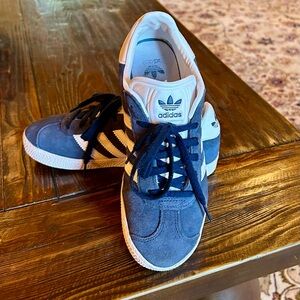 Adidas Navy Gazelle Suede Sneakers with White Stripes